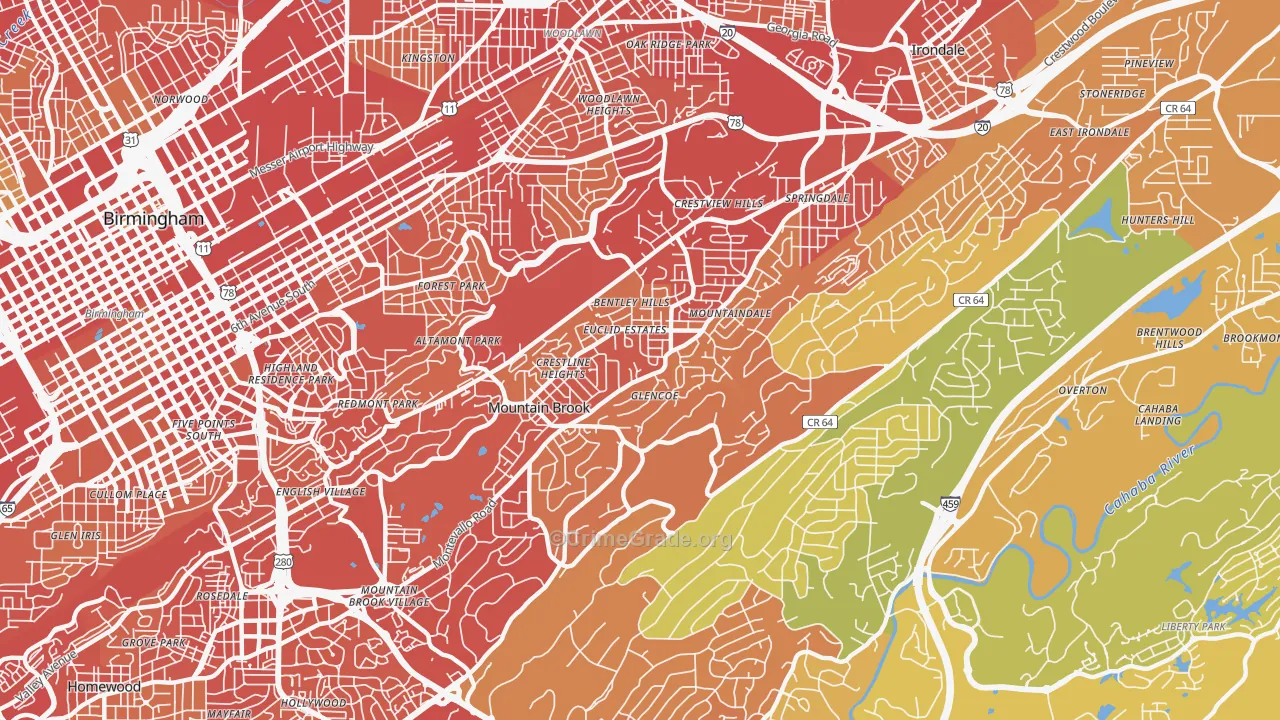 35213, AL Map of Vehicle Theft Rates