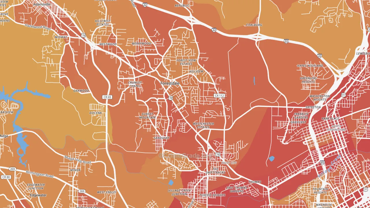 35214, AL Map of Vehicle Theft Rates