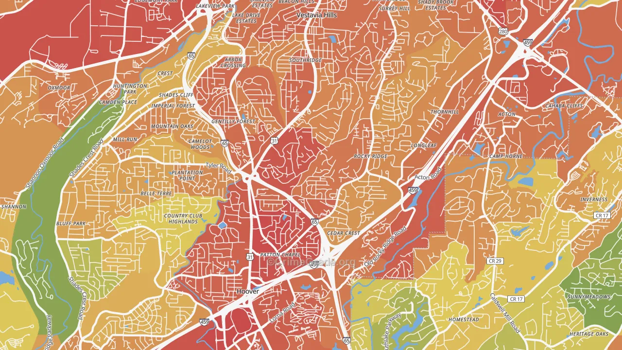 35216, AL Map of Vehicle Theft Rates