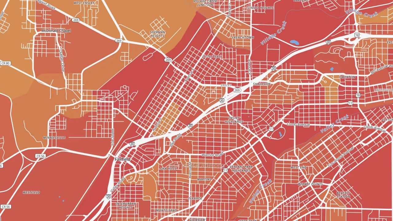 35218, AL Map of Vehicle Theft Rates