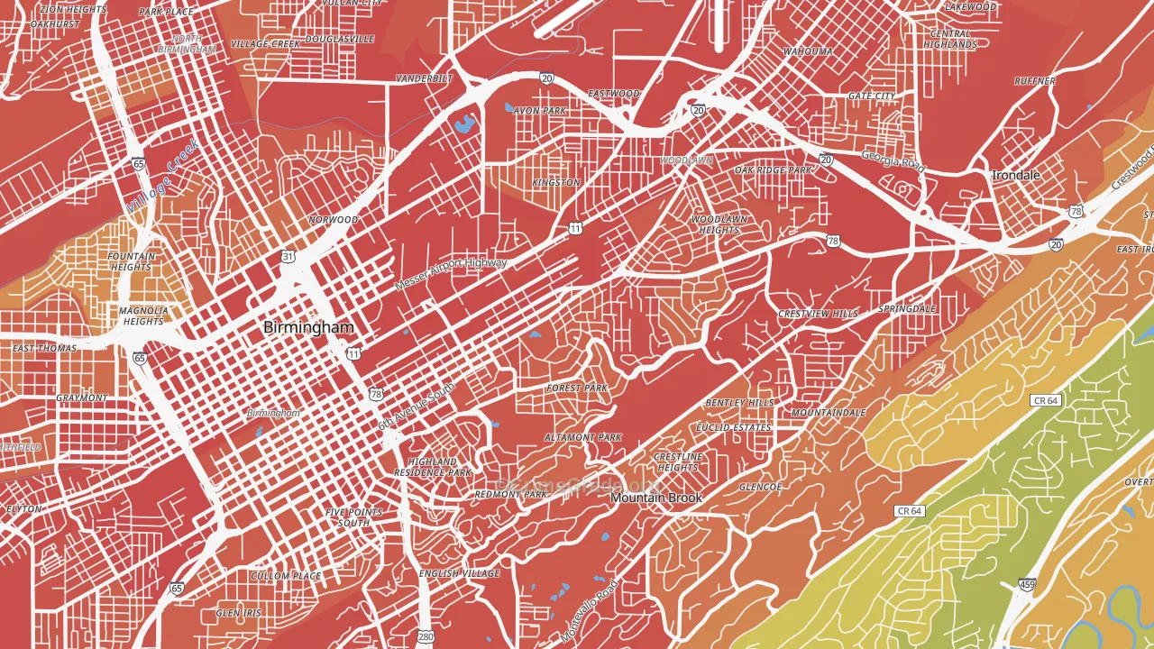 35222, AL Map of Vehicle Theft Rates