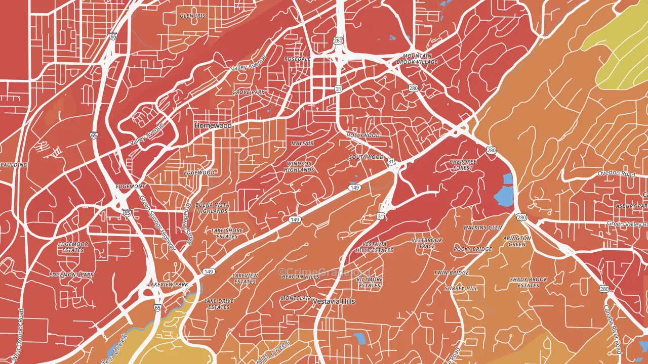 35229, AL Map of Vehicle Theft Rates