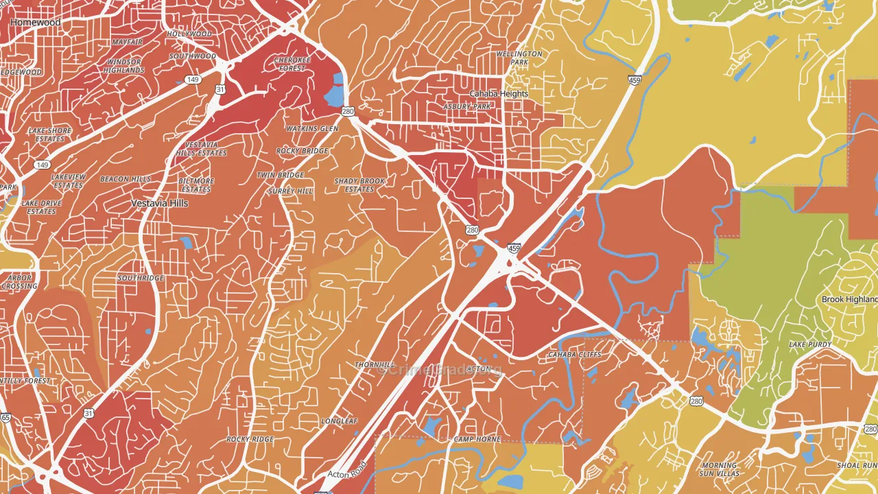 35243, AL Map of Vehicle Theft Rates