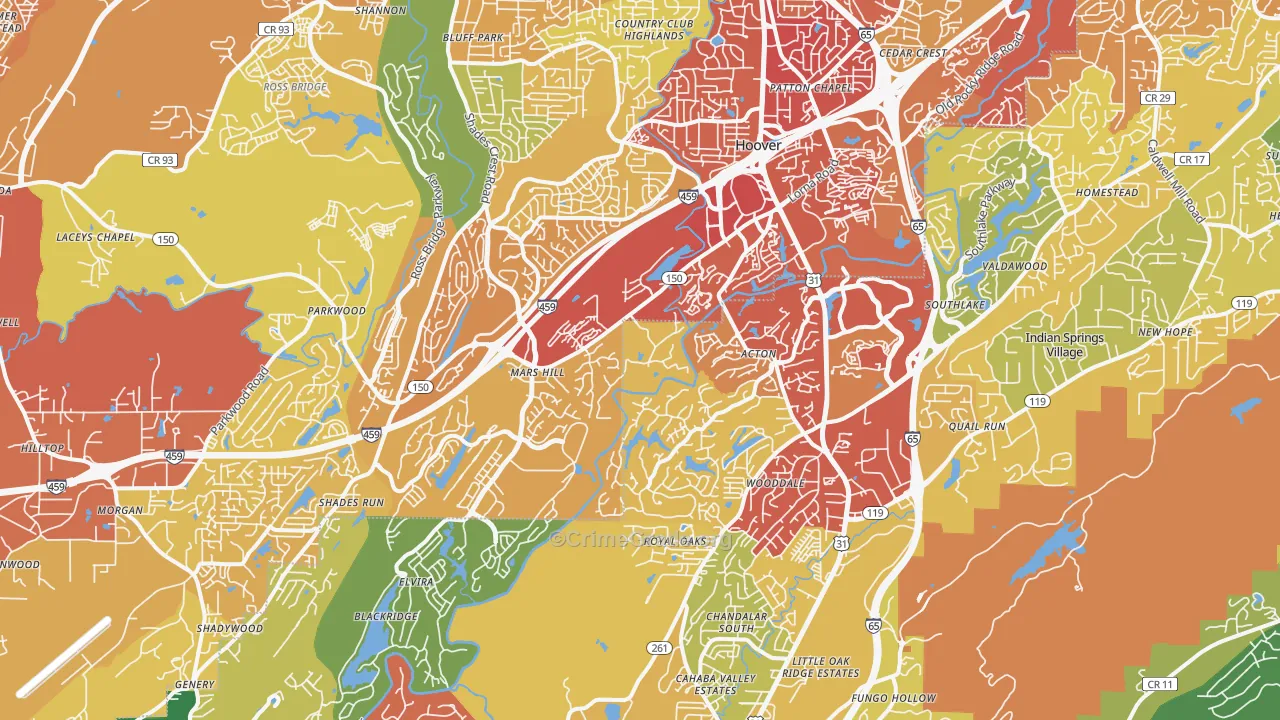 35244, AL Map of Vehicle Theft Rates