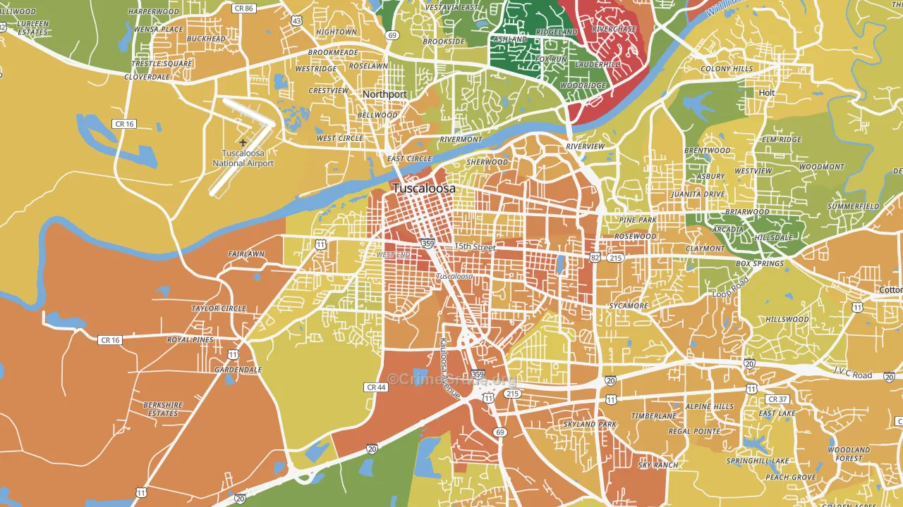 35401, AL Map of Vehicle Theft Rates