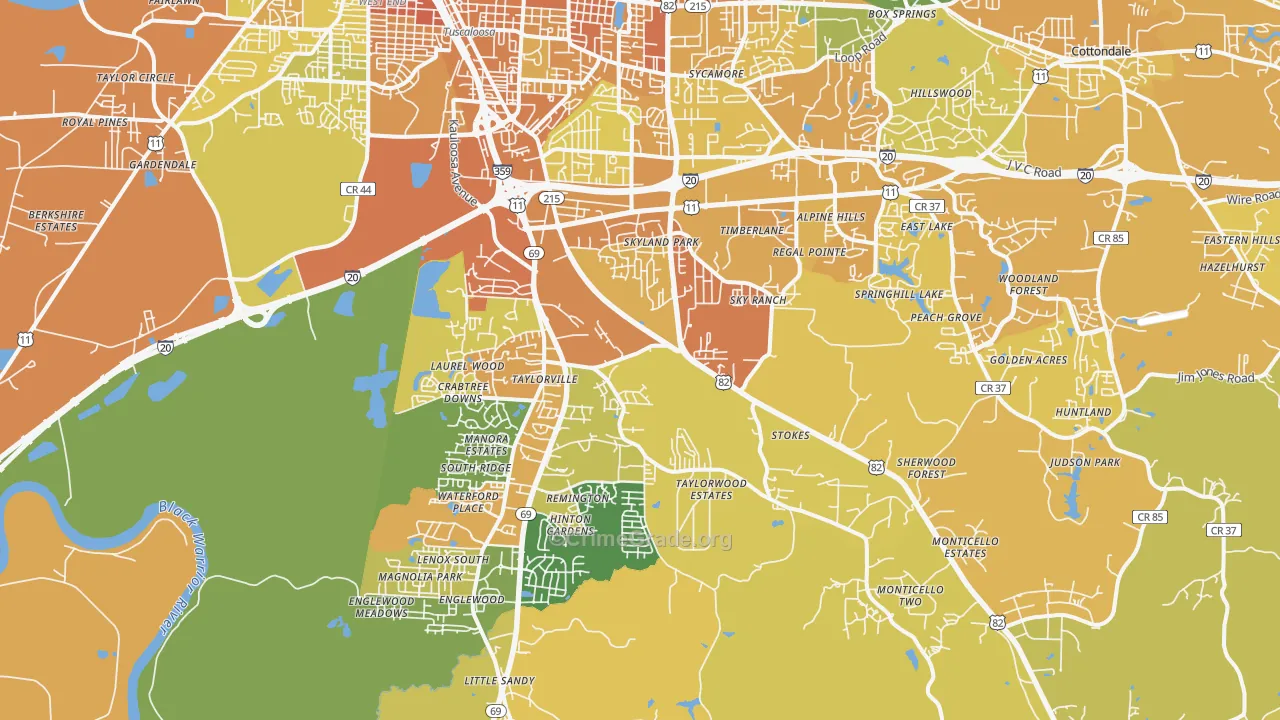 35405, AL Map of Vehicle Theft Rates