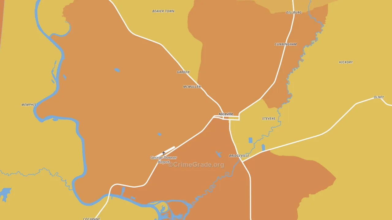 35442, AL Map of Vehicle Theft Rates