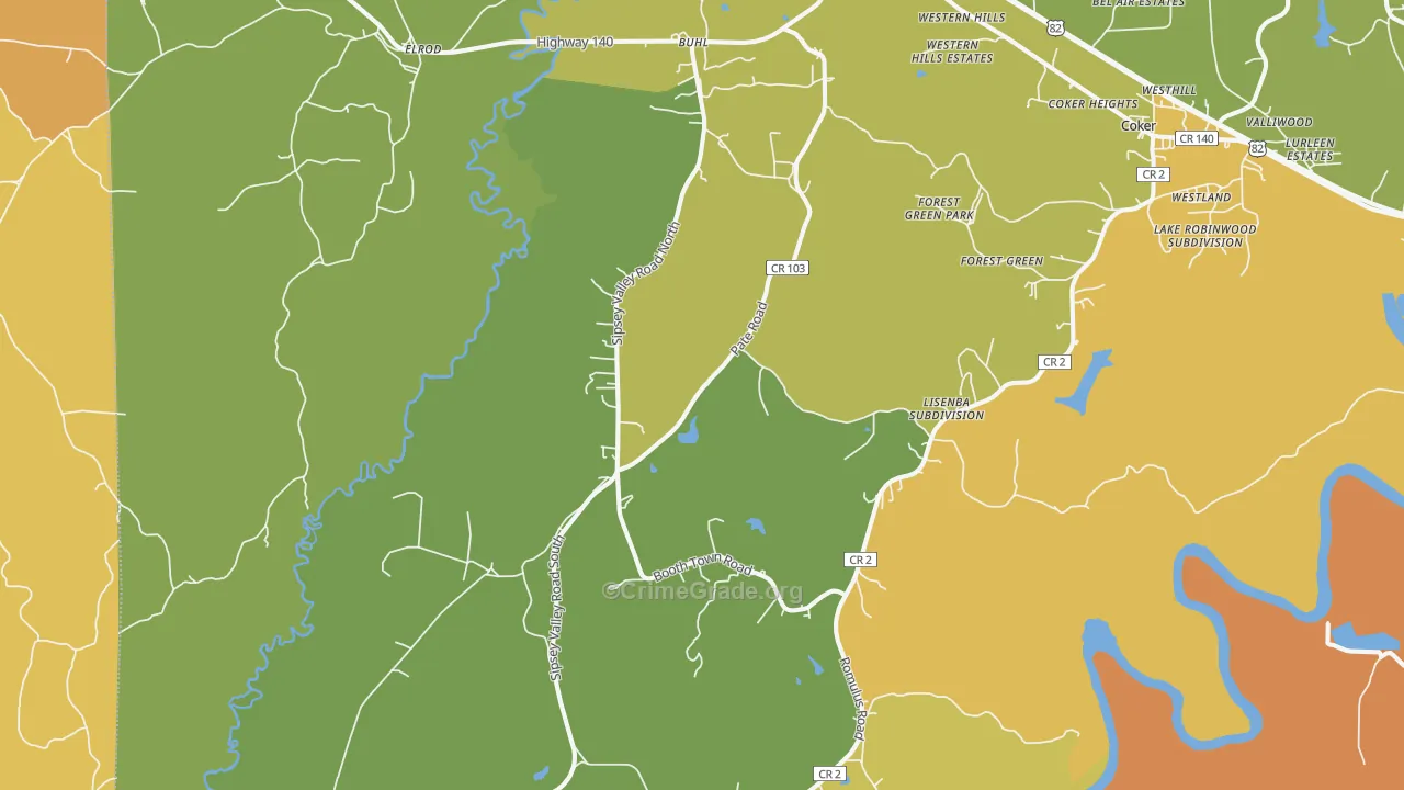 35446, AL Map of Vehicle Theft Rates