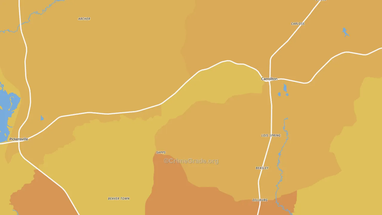 35447, AL Map of Vehicle Theft Rates