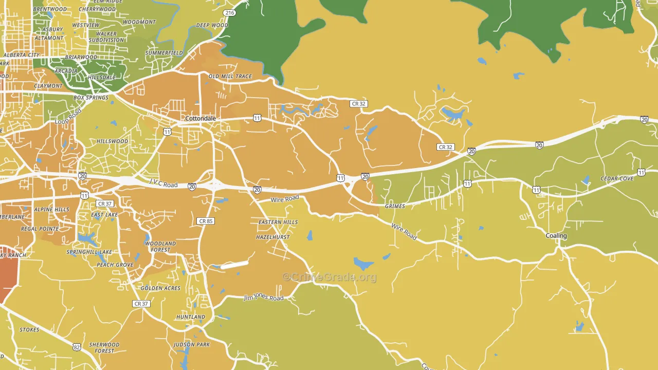 35453, AL Map of Vehicle Theft Rates