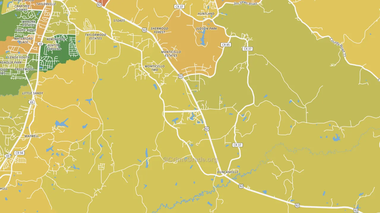 35456, AL Map of Vehicle Theft Rates