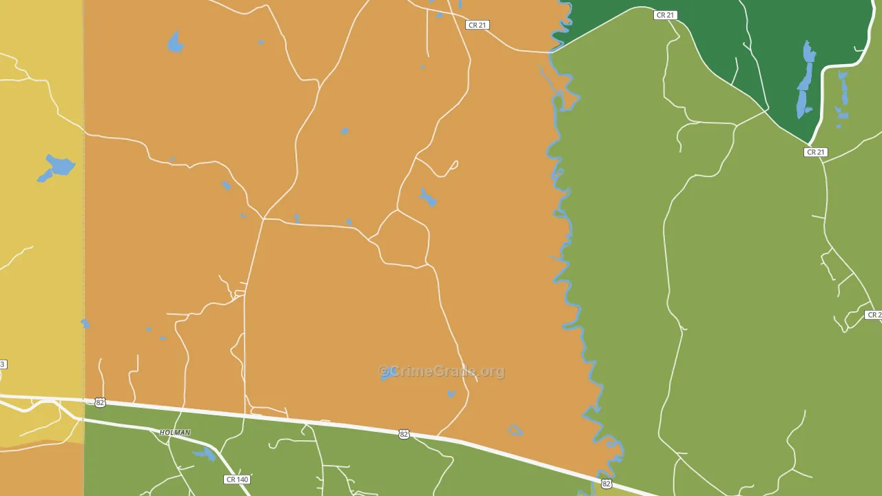 35457, AL Map of Vehicle Theft Rates
