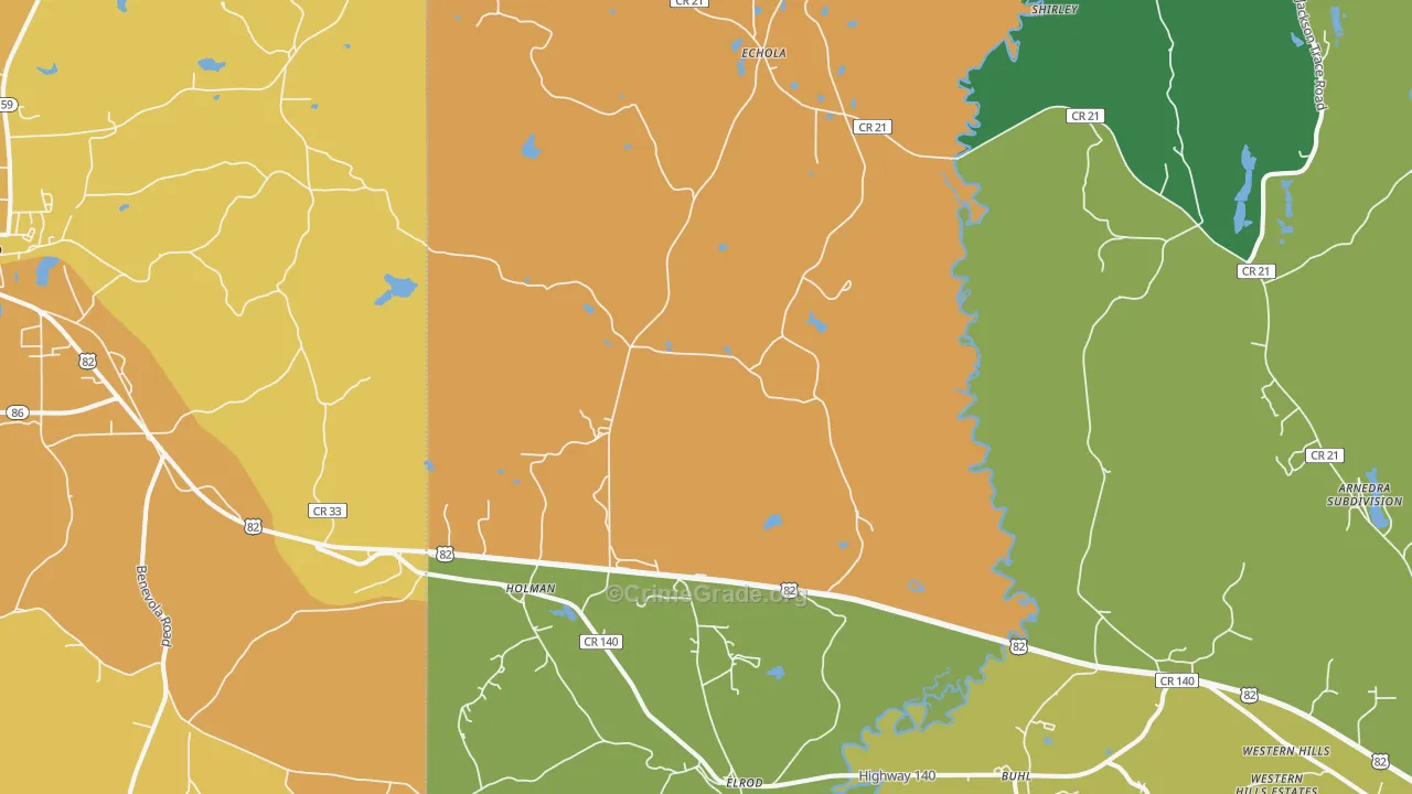 35458, AL Map of Vehicle Theft Rates