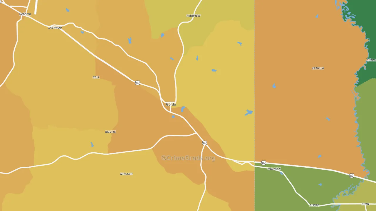 35466, AL Map of Vehicle Theft Rates