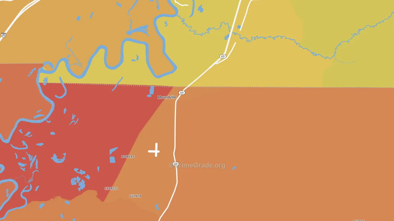 35474, AL Map of Vehicle Theft Rates