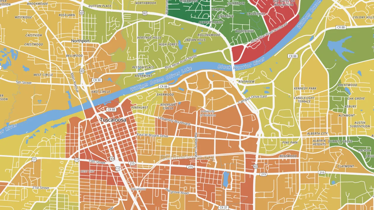 35487, AL Map of Vehicle Theft Rates