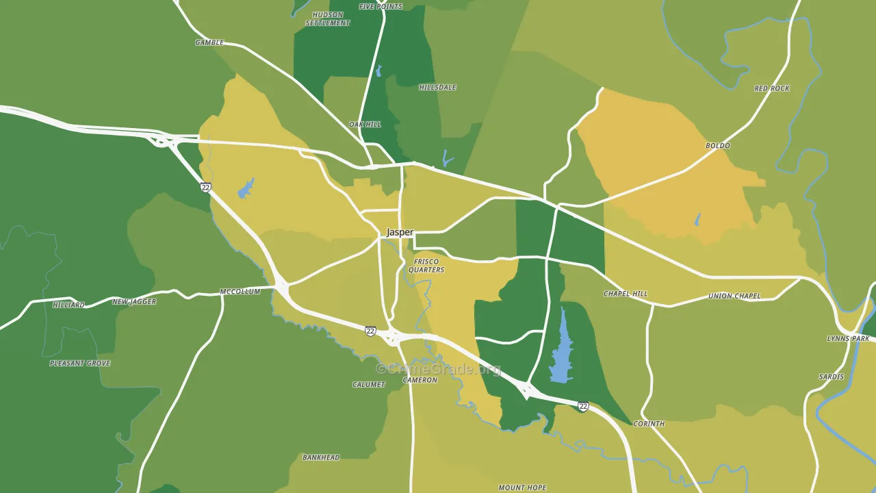 35501, AL Map of Vehicle Theft Rates
