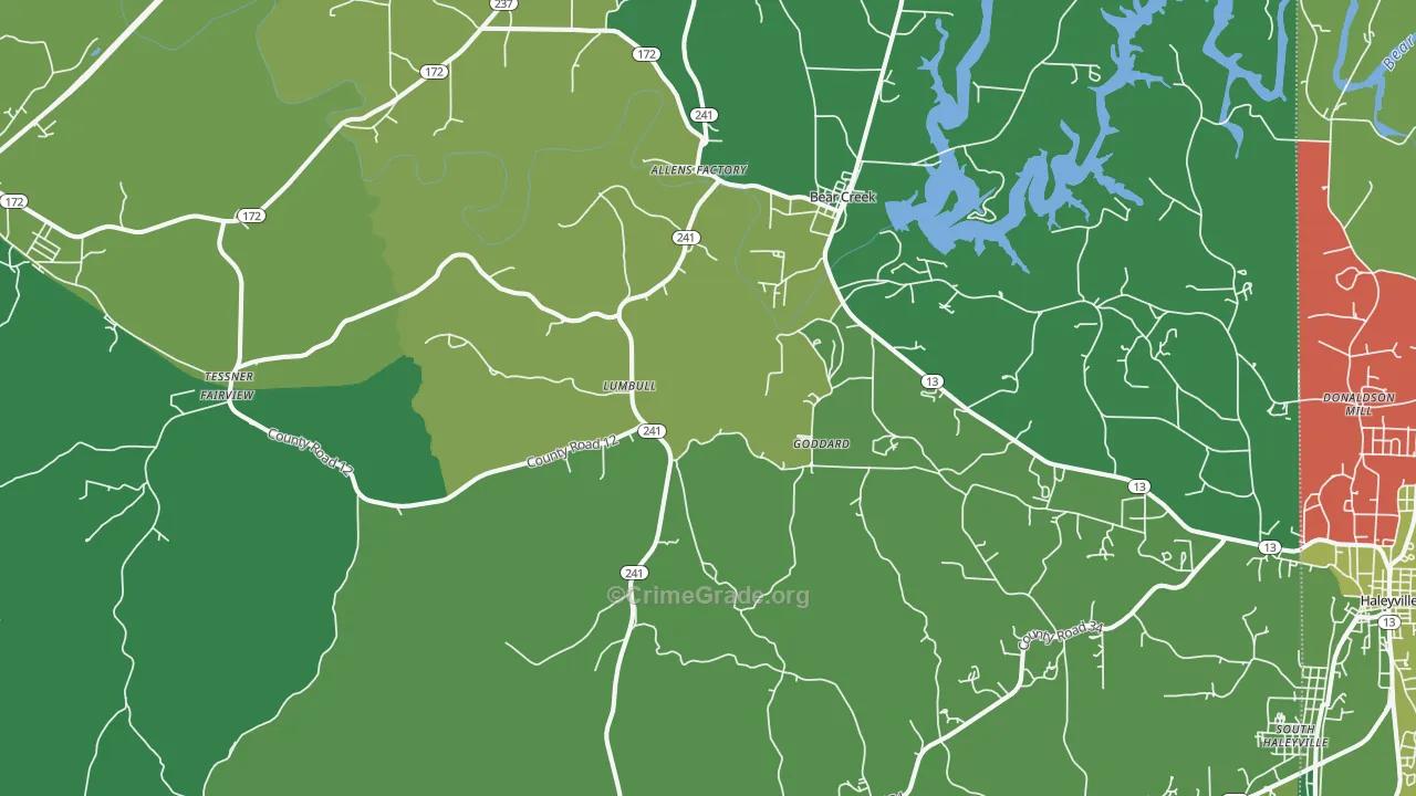 35543, AL Map of Vehicle Theft Rates