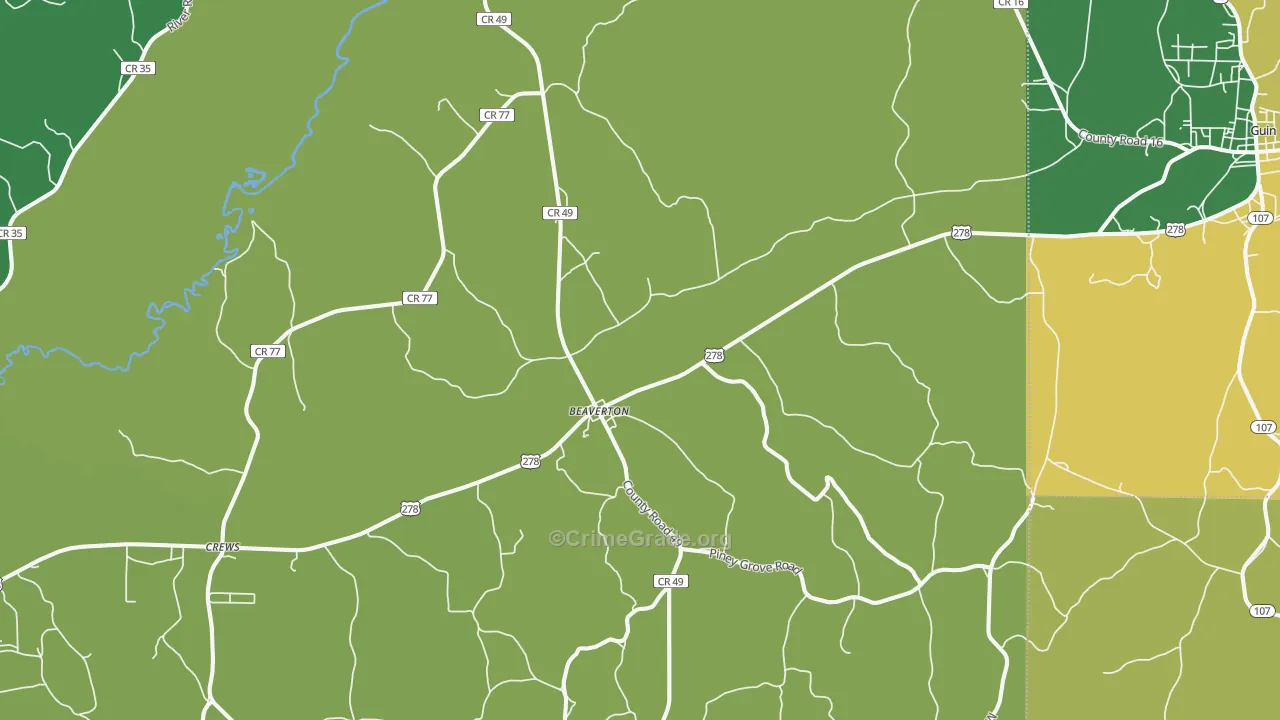 35544, AL Map of Vehicle Theft Rates