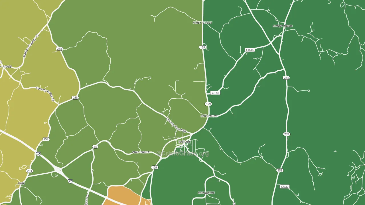 35548, AL Map of Vehicle Theft Rates