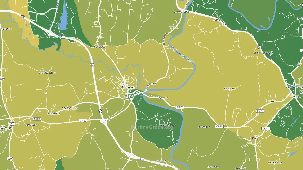 35550, AL Map of Vehicle Theft Rates