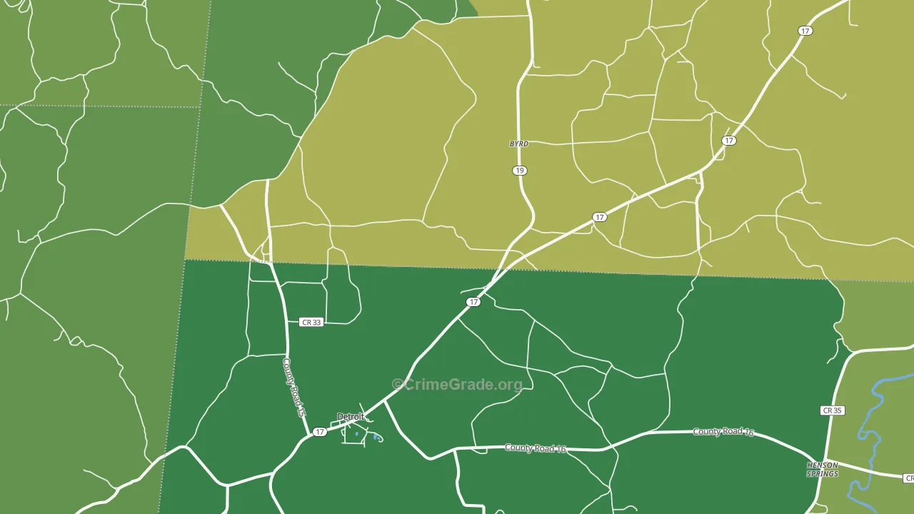 35552, AL Map of Vehicle Theft Rates