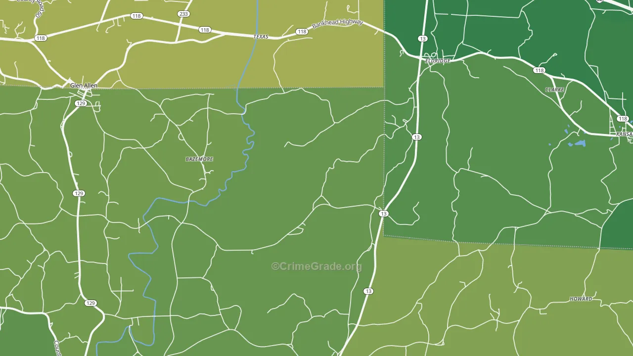 35554, AL Map of Vehicle Theft Rates