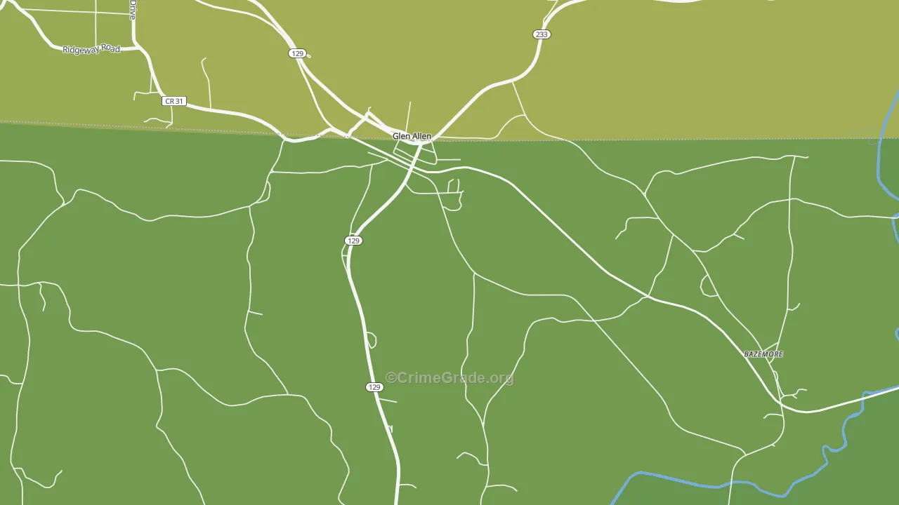 35559, AL Map of Vehicle Theft Rates