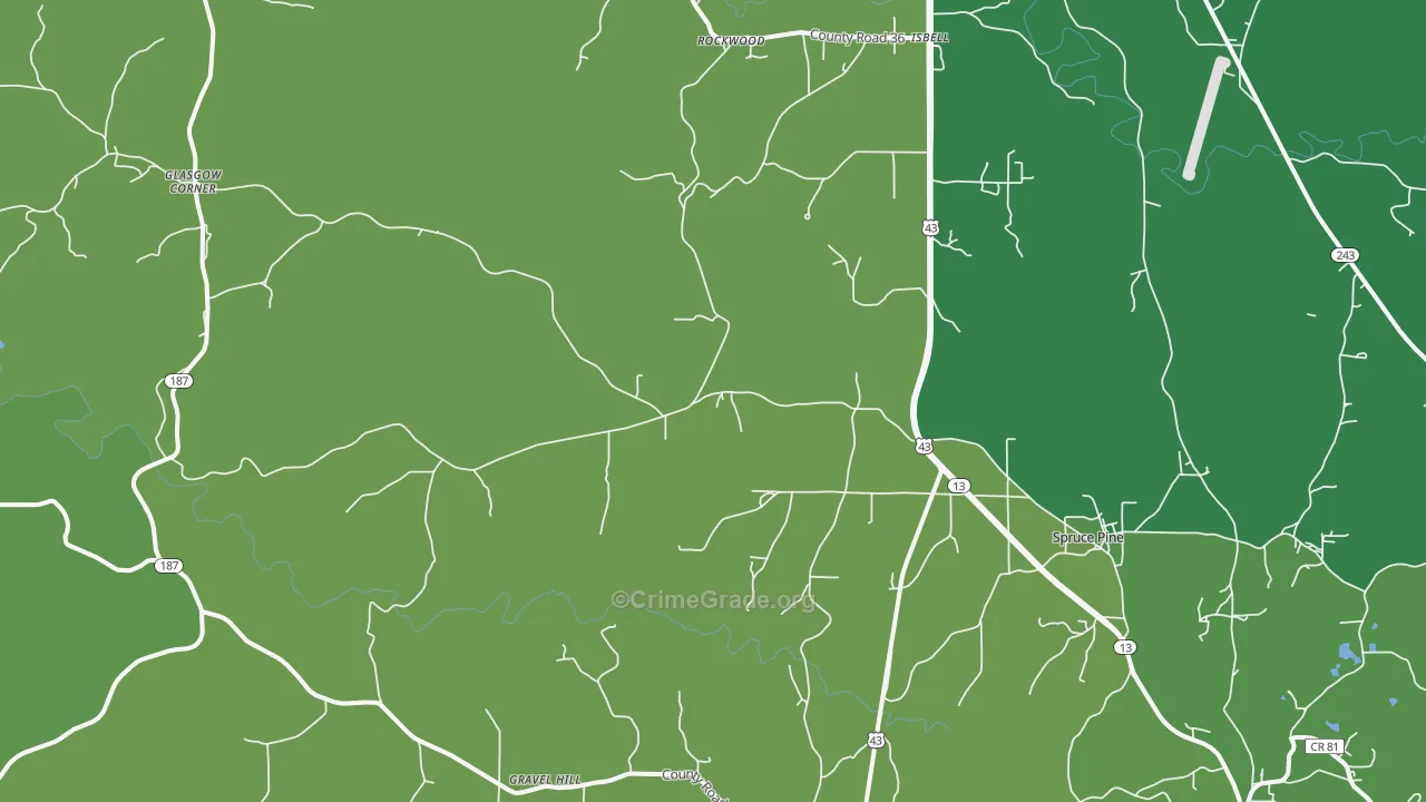 35585, AL Map of Vehicle Theft Rates