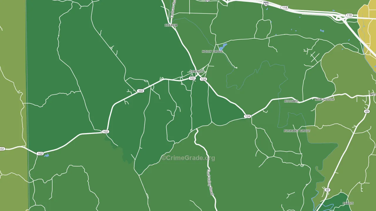 35587, AL Map of Vehicle Theft Rates