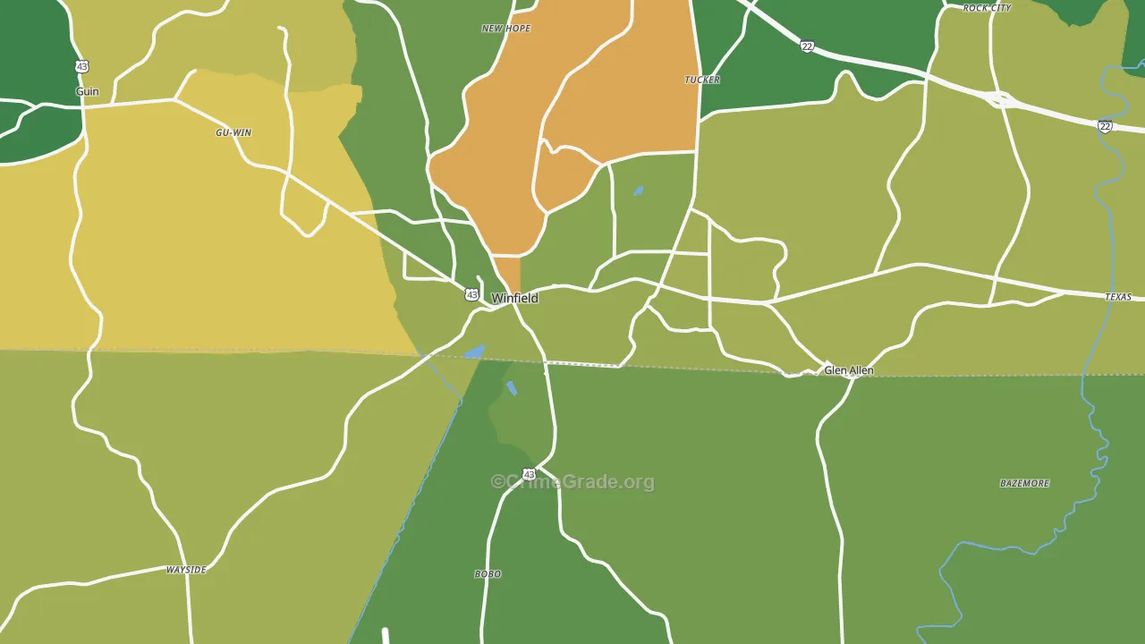 35594, AL Map of Vehicle Theft Rates
