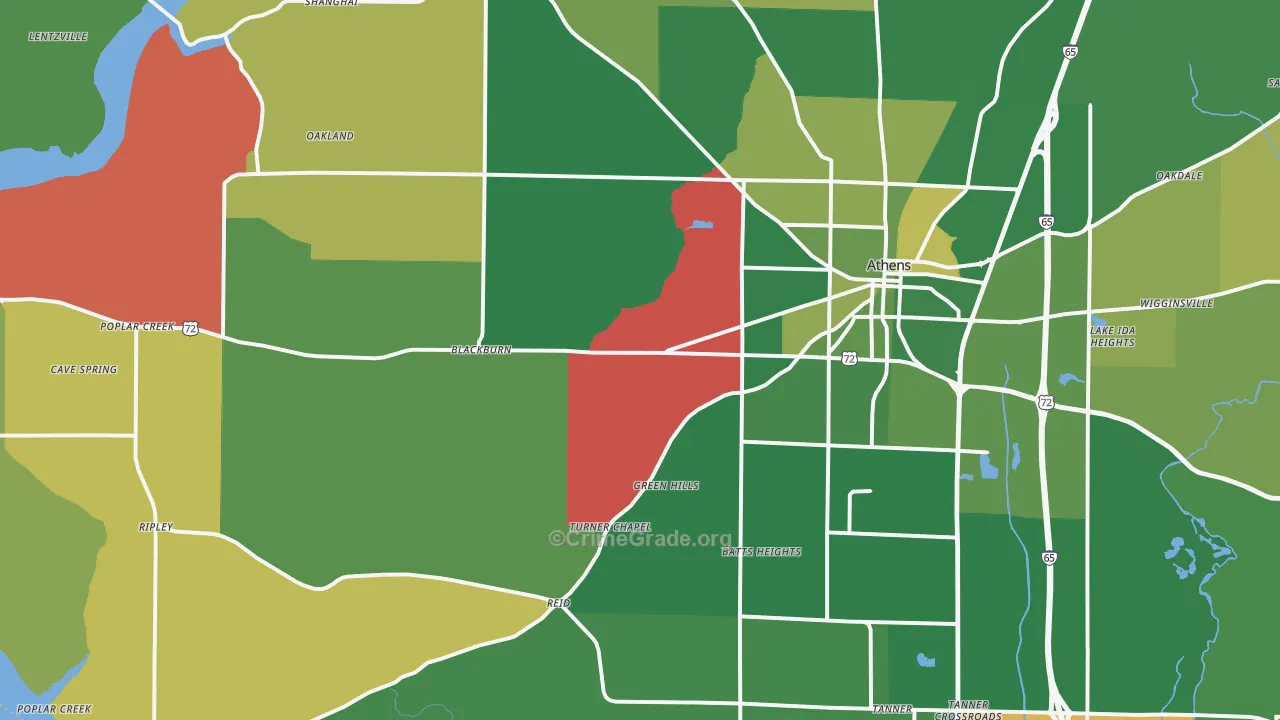 35611, AL Map of Vehicle Theft Rates