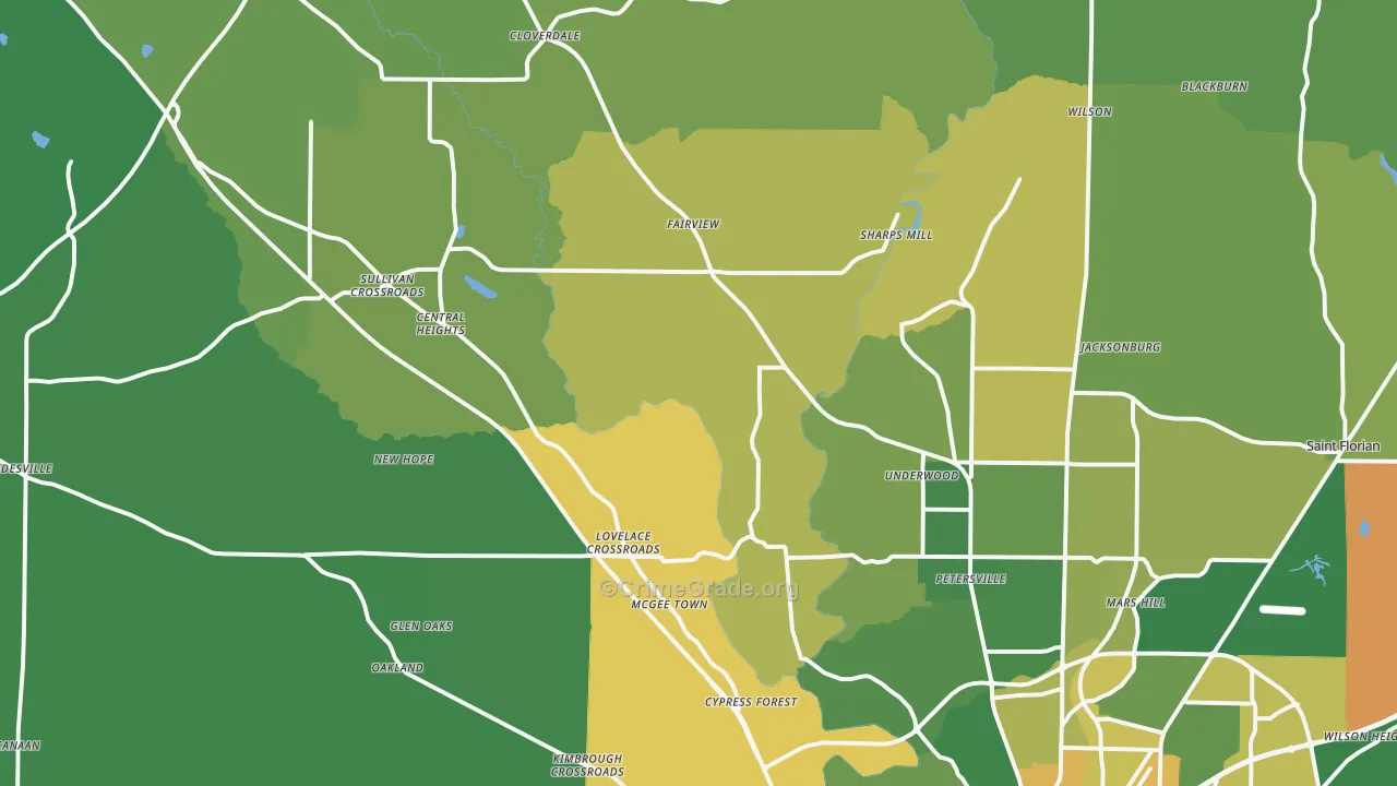 35633, AL Map of Vehicle Theft Rates