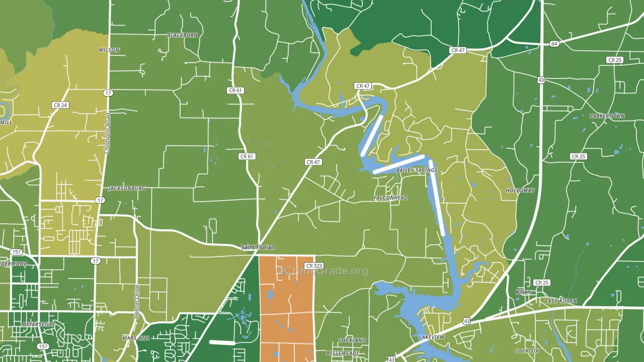 35634, AL Map of Vehicle Theft Rates