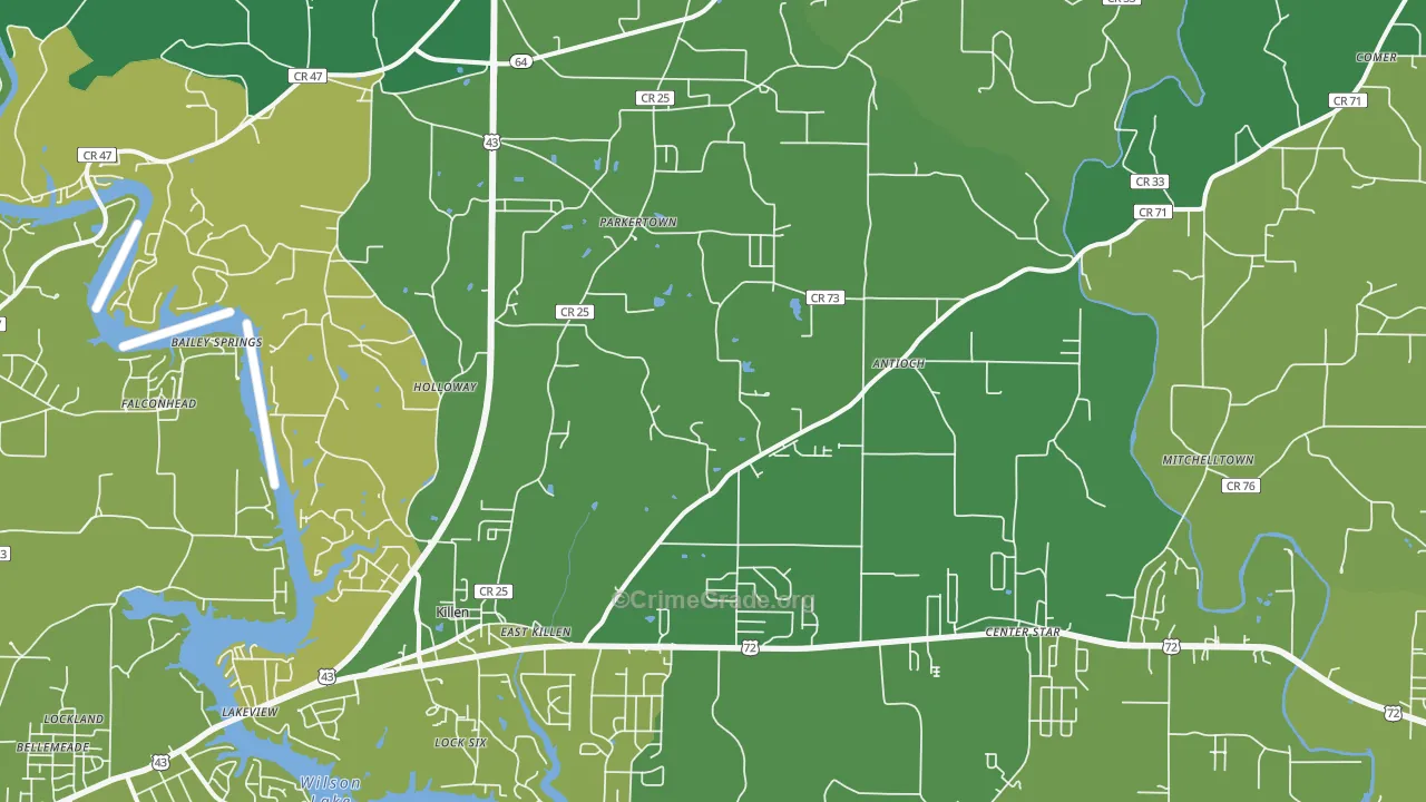 35645, AL Map of Vehicle Theft Rates