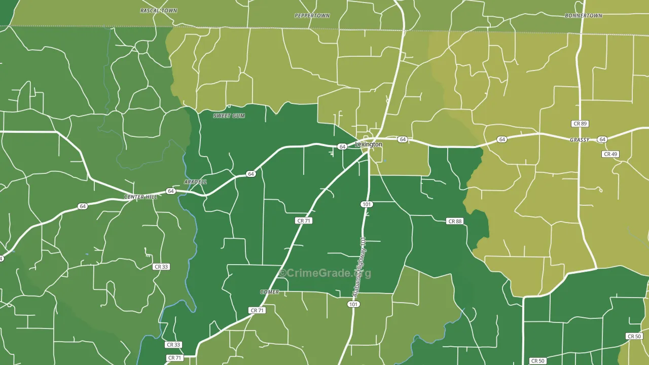 35648, AL Map of Vehicle Theft Rates