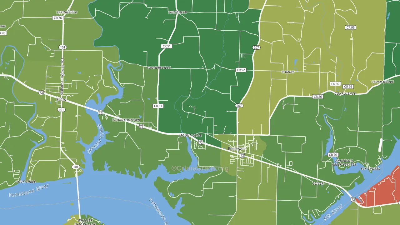 35652, AL Map of Vehicle Theft Rates