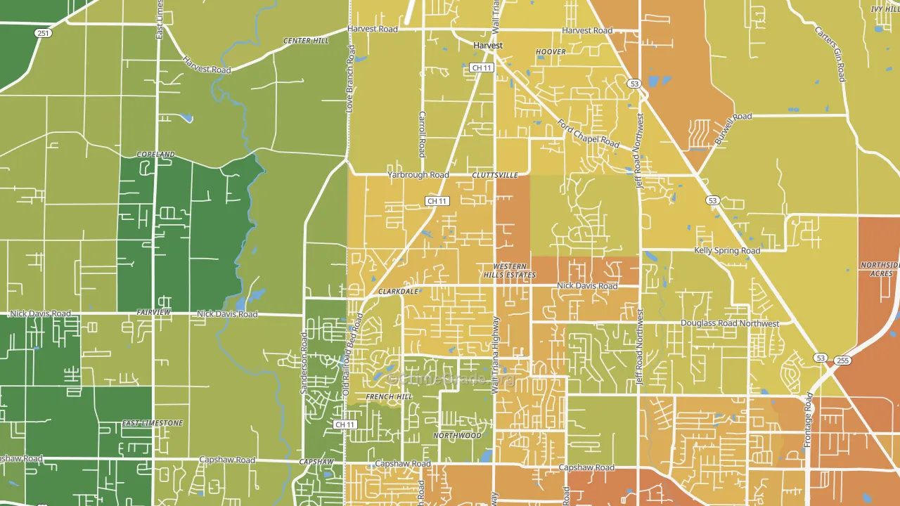 35749, AL Map of Vehicle Theft Rates