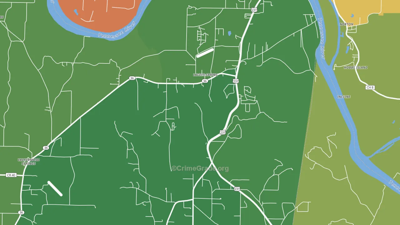 35754, AL Map of Vehicle Theft Rates