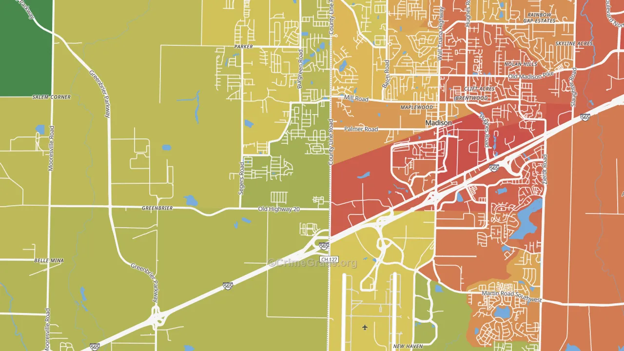 35756, AL Map of Vehicle Theft Rates