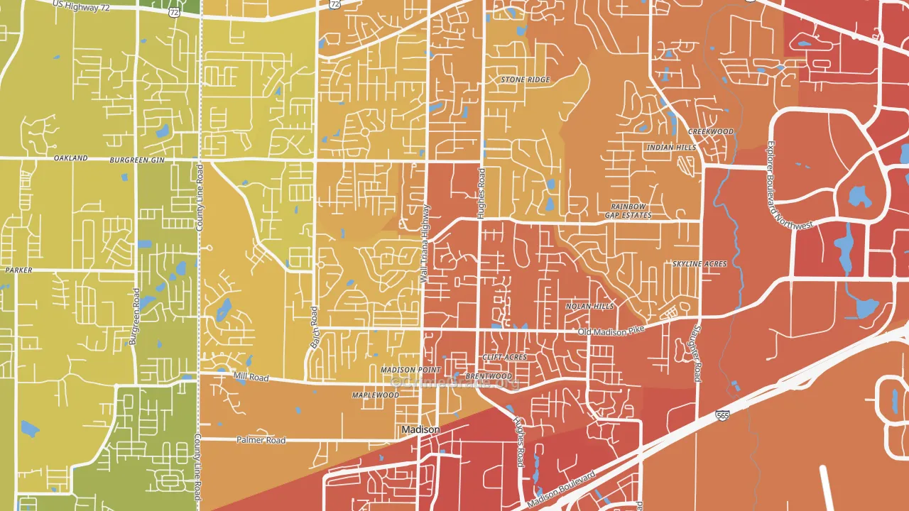 35758, AL Map of Vehicle Theft Rates