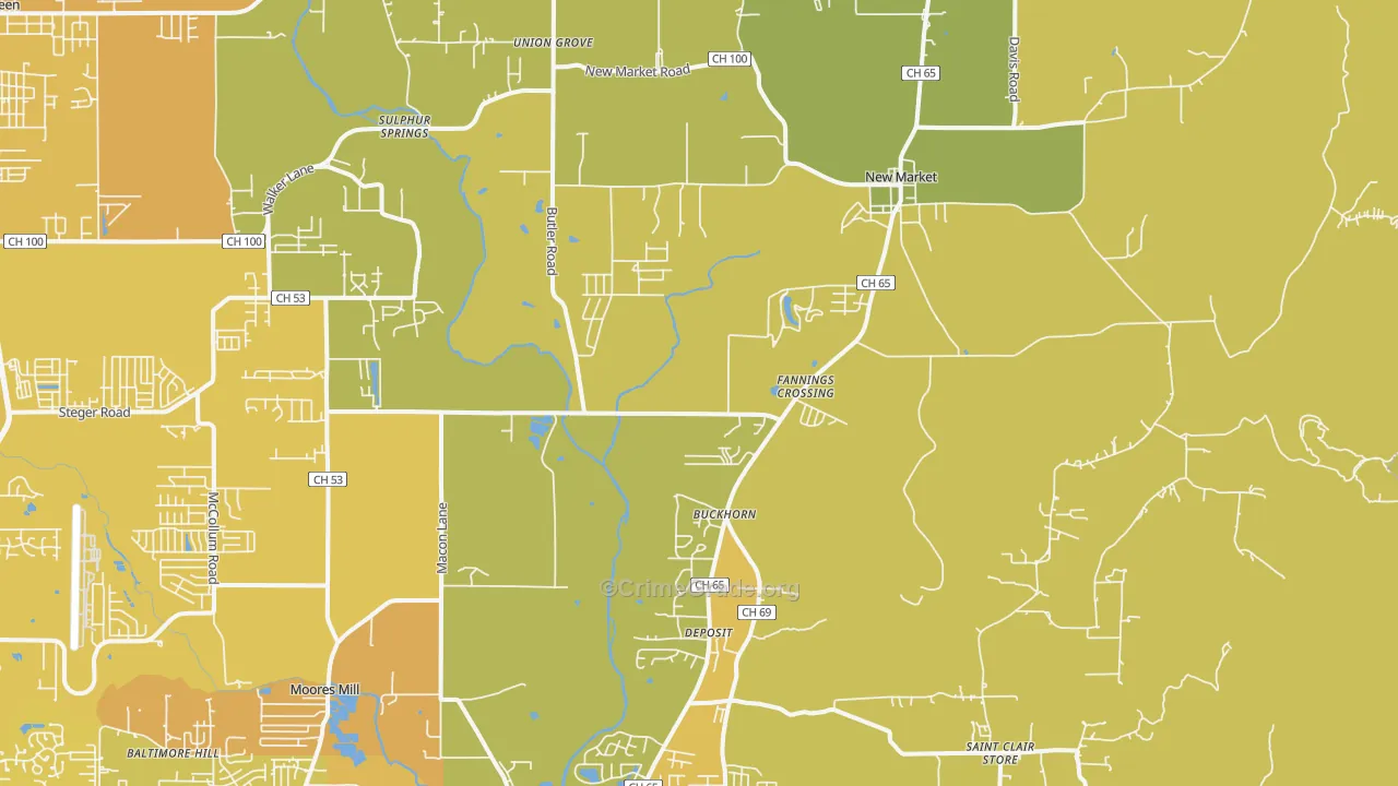 35761, AL Map of Vehicle Theft Rates