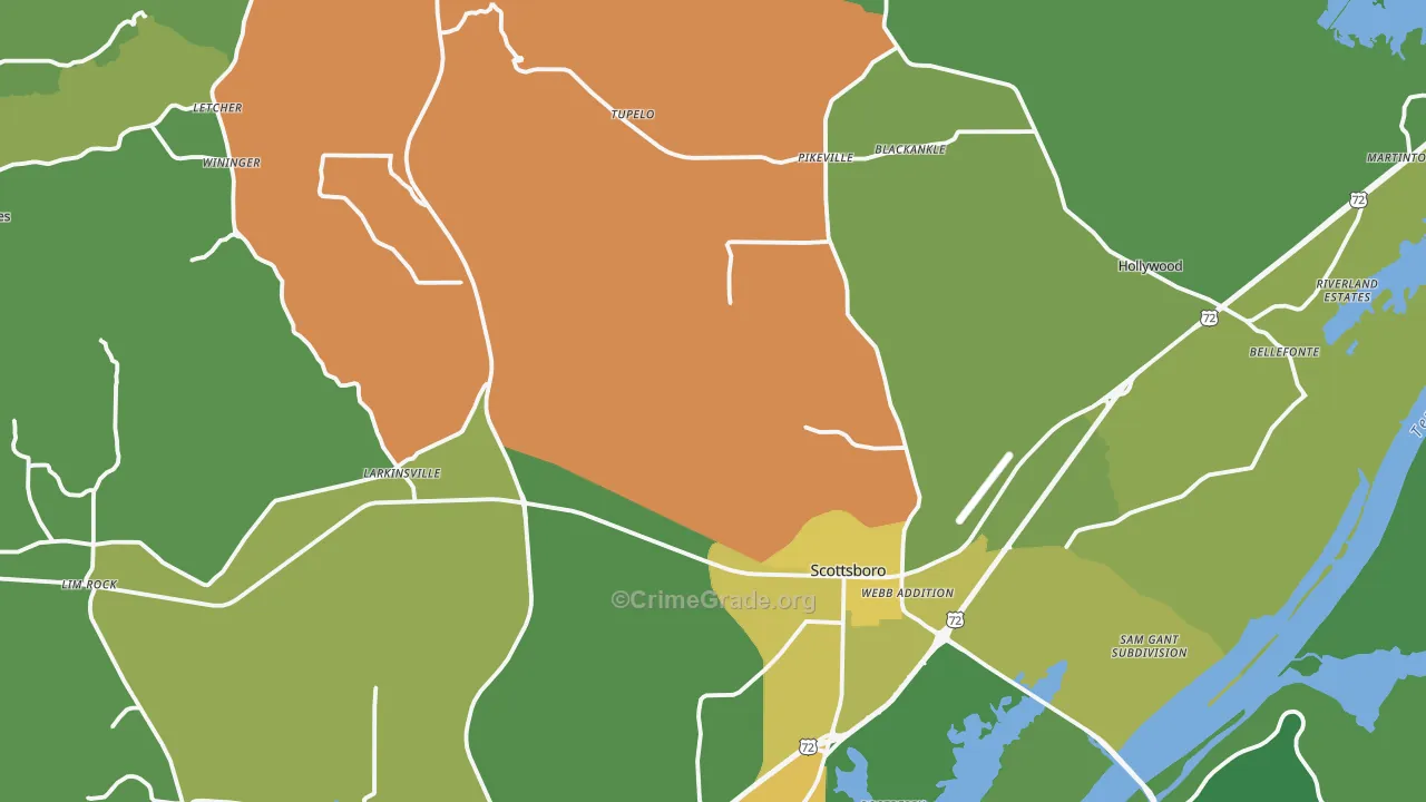 35768, AL Map of Vehicle Theft Rates