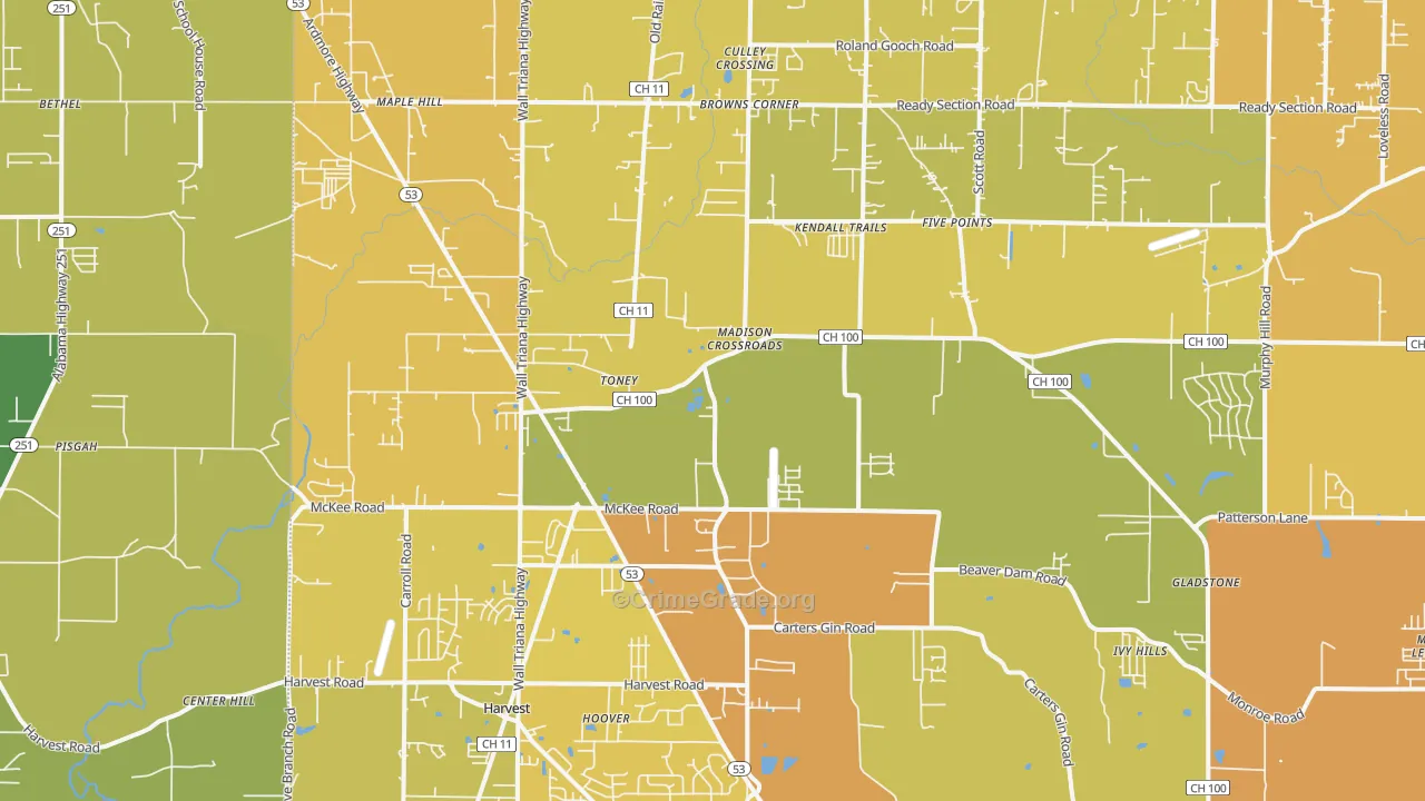 35773, AL Map of Vehicle Theft Rates