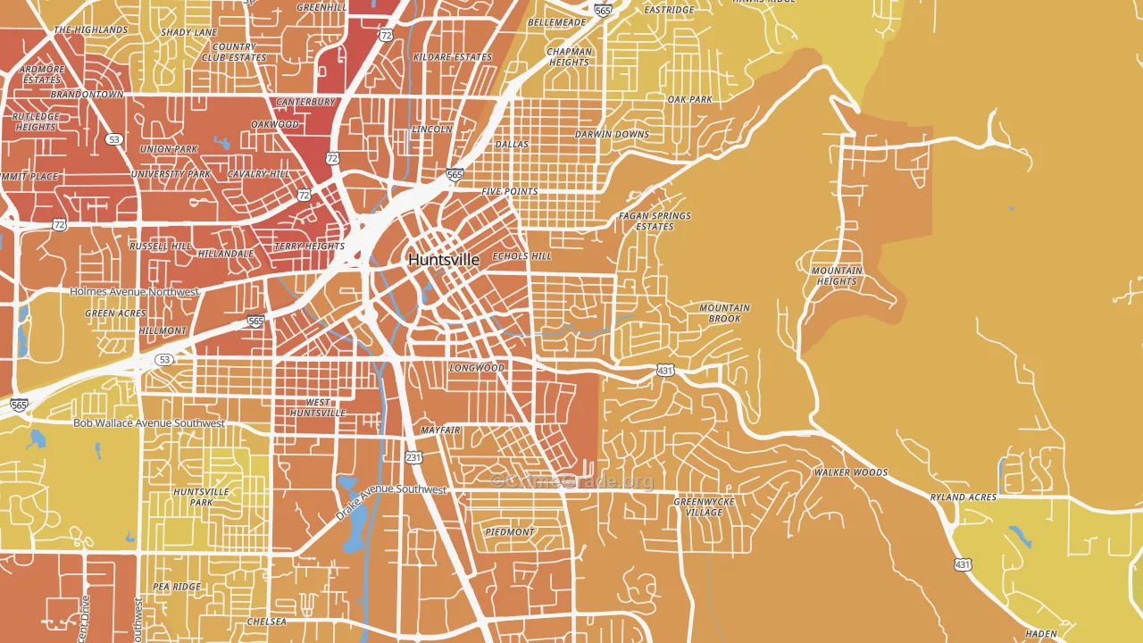 35801, AL Map of Vehicle Theft Rates