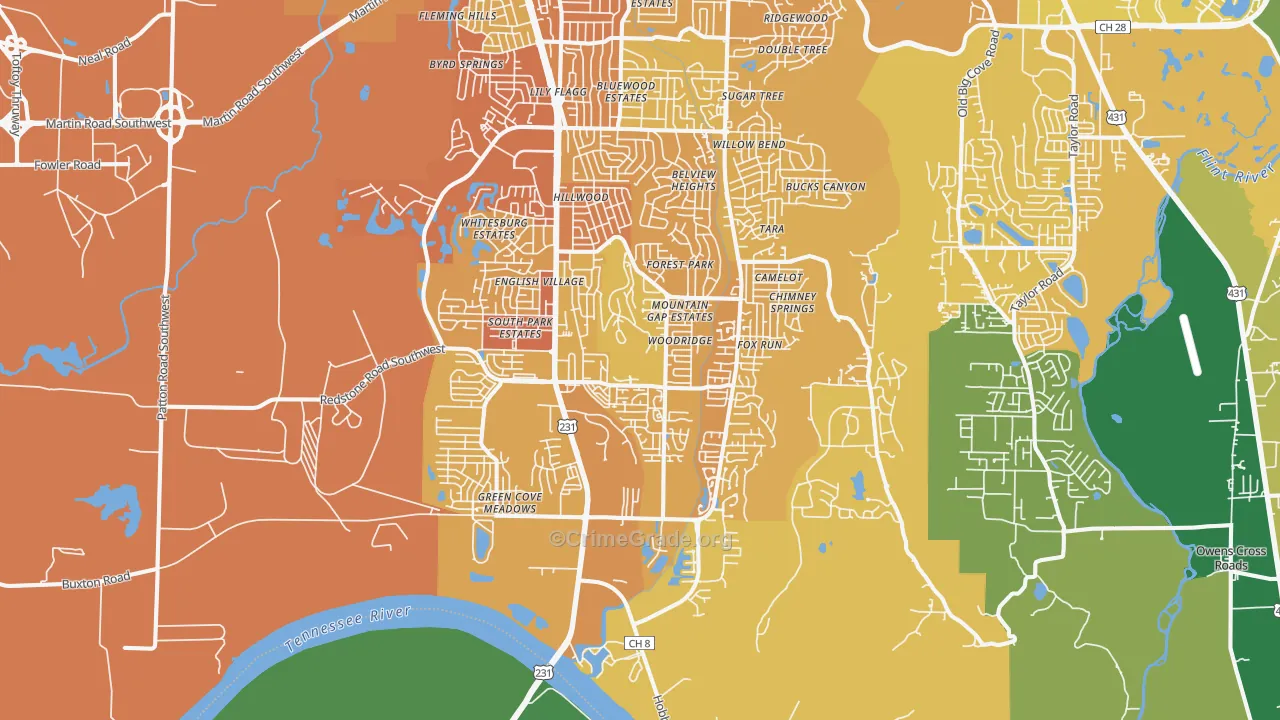 35803, AL Map of Vehicle Theft Rates