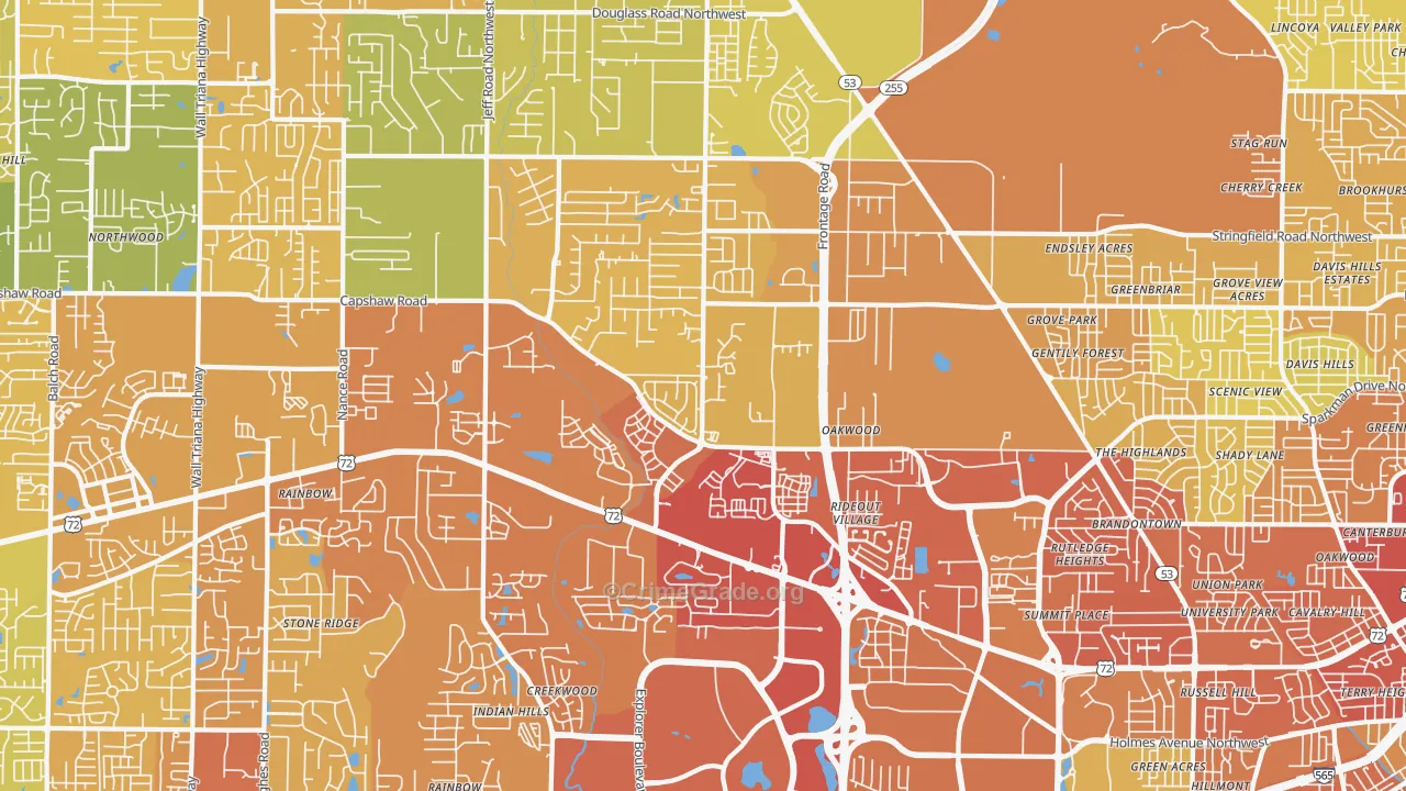 35806, AL Map of Vehicle Theft Rates