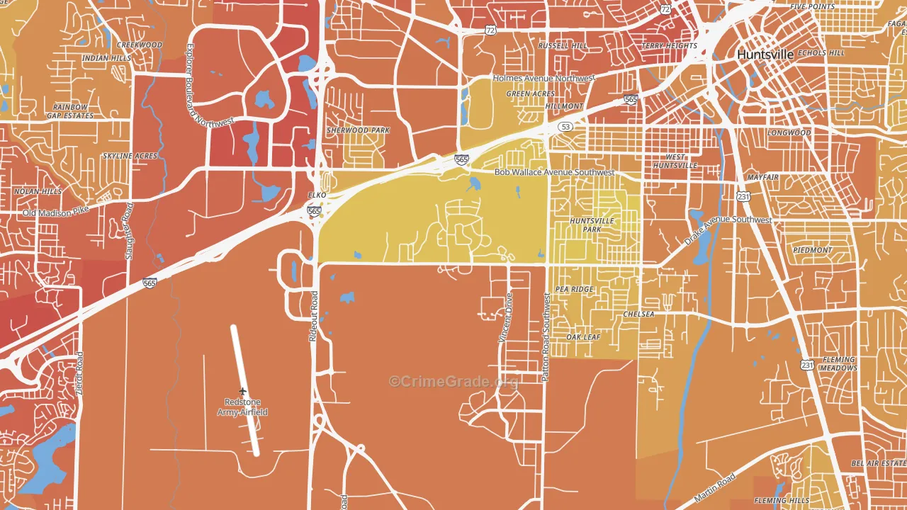 35808, AL Map of Vehicle Theft Rates