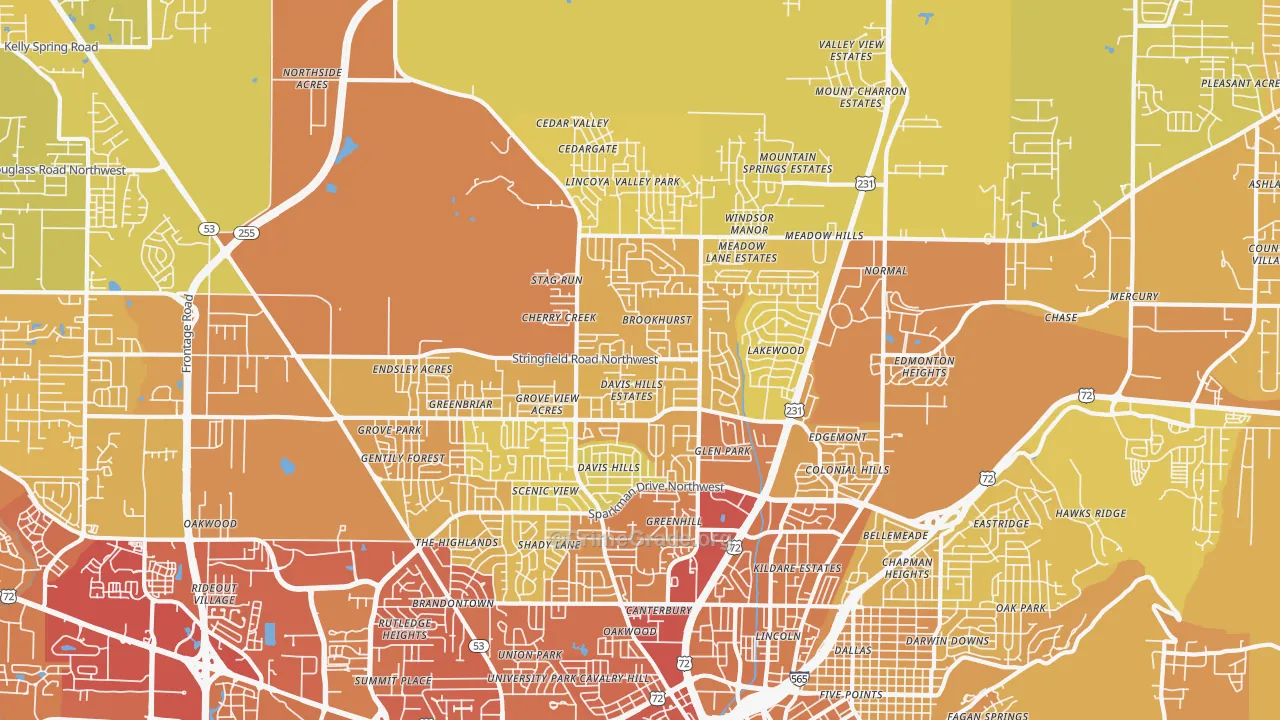 35810, AL Map of Vehicle Theft Rates
