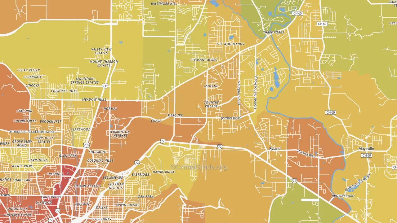 35811, AL Map of Vehicle Theft Rates